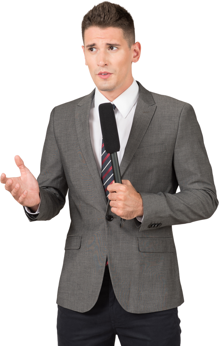 Male News Reporter with a Microphone